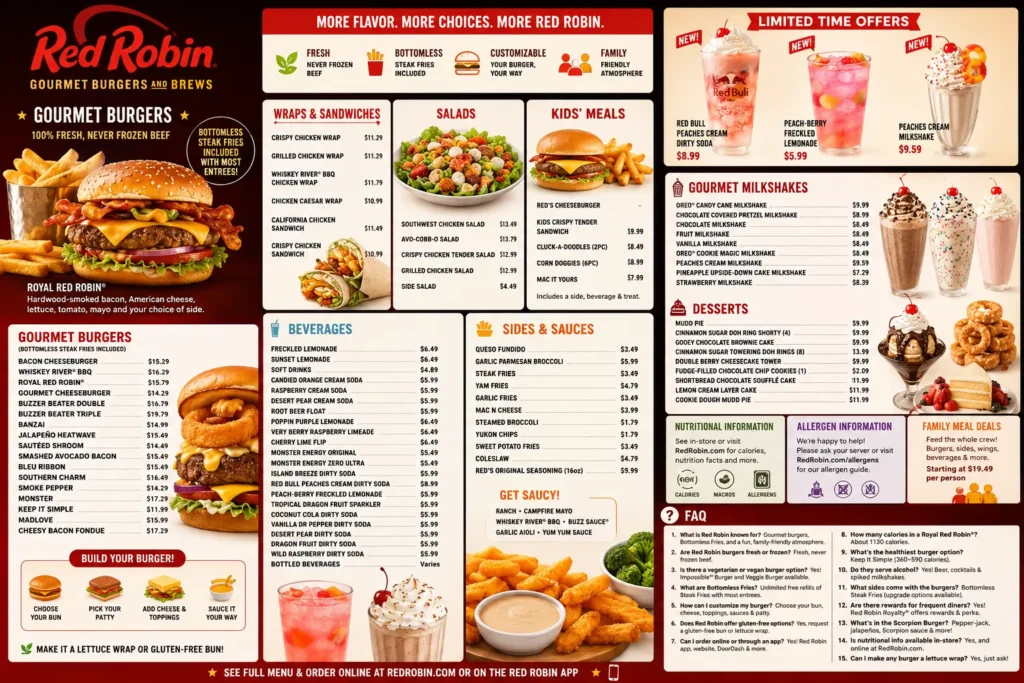 Red Robin Gourmet Burgers Menu Prices