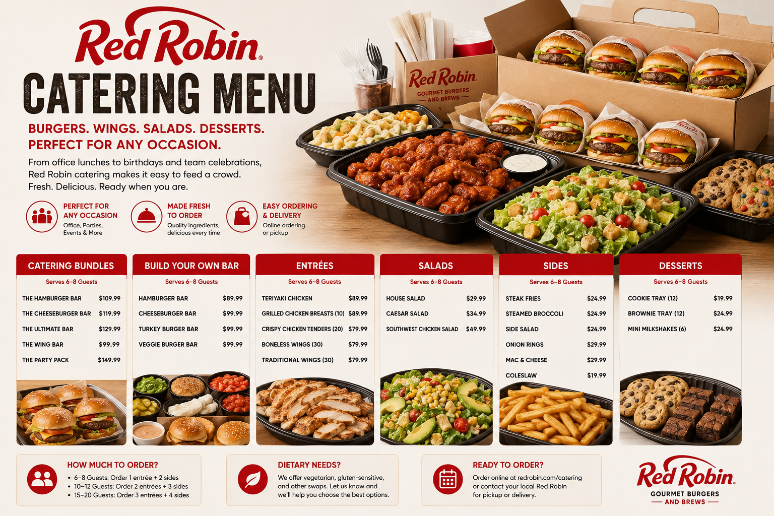 Red Robin Catering Menu